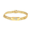14K Yellow Gold Plated .925 Sterling Silver Diamond Accent Inlaid Cross Cuban Link Bracelet (I-J Color, I3 Clarity)- 7.25