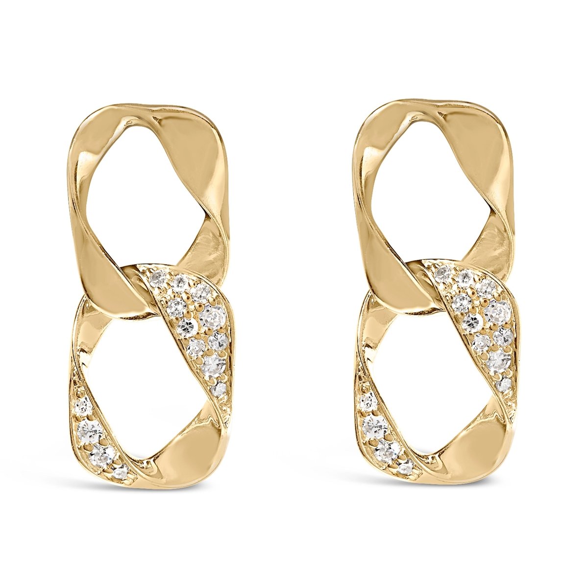 14K Yellow Gold Plated .925 Sterling Silver Open Link 1/5 Cttw Diamond Drop Earrings (H-I Color, I1-I2 Clarity) - Earrings - Custom Crafting Alliance, LLC
