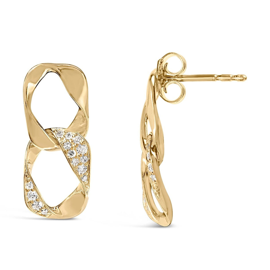 14K Yellow Gold Plated .925 Sterling Silver Open Link 1/5 Cttw Diamond Drop Earrings (H-I Color, I1-I2 Clarity) - Earrings - Custom Crafting Alliance, LLC