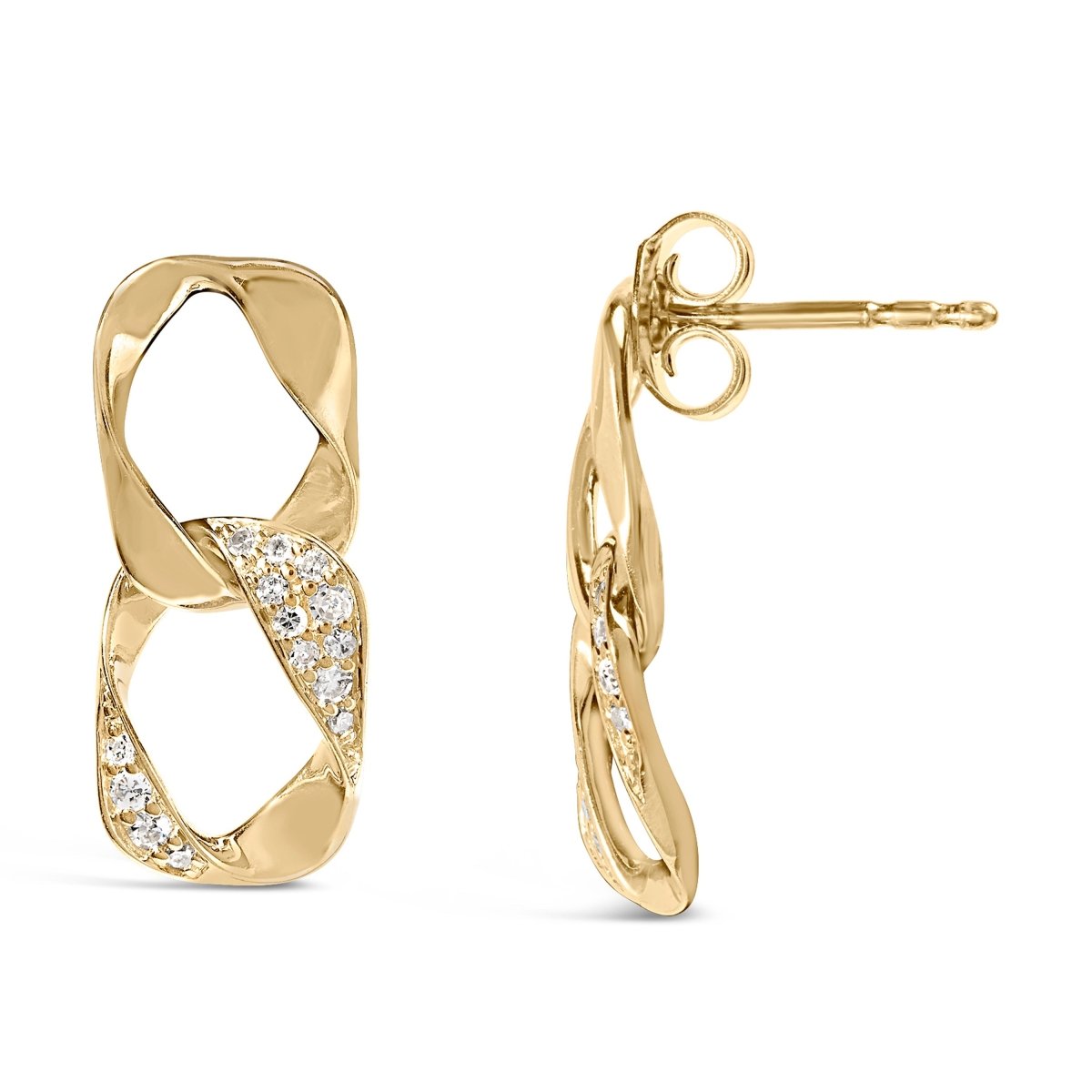 14K Yellow Gold Plated .925 Sterling Silver Open Link 1/5 Cttw Diamond Drop Earrings (H-I Color, I1-I2 Clarity) - Earrings - Custom Crafting Alliance, LLC