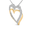 14K Yellow Gold Plated Sterling Silver 1.00 Cttw Diamond Double Heart Pendant Necklace - Necklaces - Custom Crafting Alliance, LLC