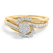 14K Yellow Gold Plated Sterling Silver 1/2 Cttw Diamond Cluster Spiral Bridal Set - Rings - Custom Crafting Alliance, LLC