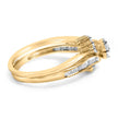 14K Yellow Gold Plated Sterling Silver 1/2 Cttw Diamond Cluster Spiral Bridal Set - Rings - Custom Crafting Alliance, LLC