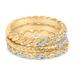 14K Yellow Gold Plated Sterling Silver 1/4 Cttw Diamond Twist Leaf Stackable Ring Set - Rings - Custom Crafting Alliance, LLC