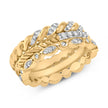 14K Yellow Gold Plated Sterling Silver 1/4 Cttw Diamond Twist Leaf Stackable Ring Set - Rings - Custom Crafting Alliance, LLC