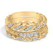 14K Yellow Gold Plated Sterling Silver 1/4 Cttw Diamond Twist Leaf Stackable Ring Set - Rings - Custom Crafting Alliance, LLC