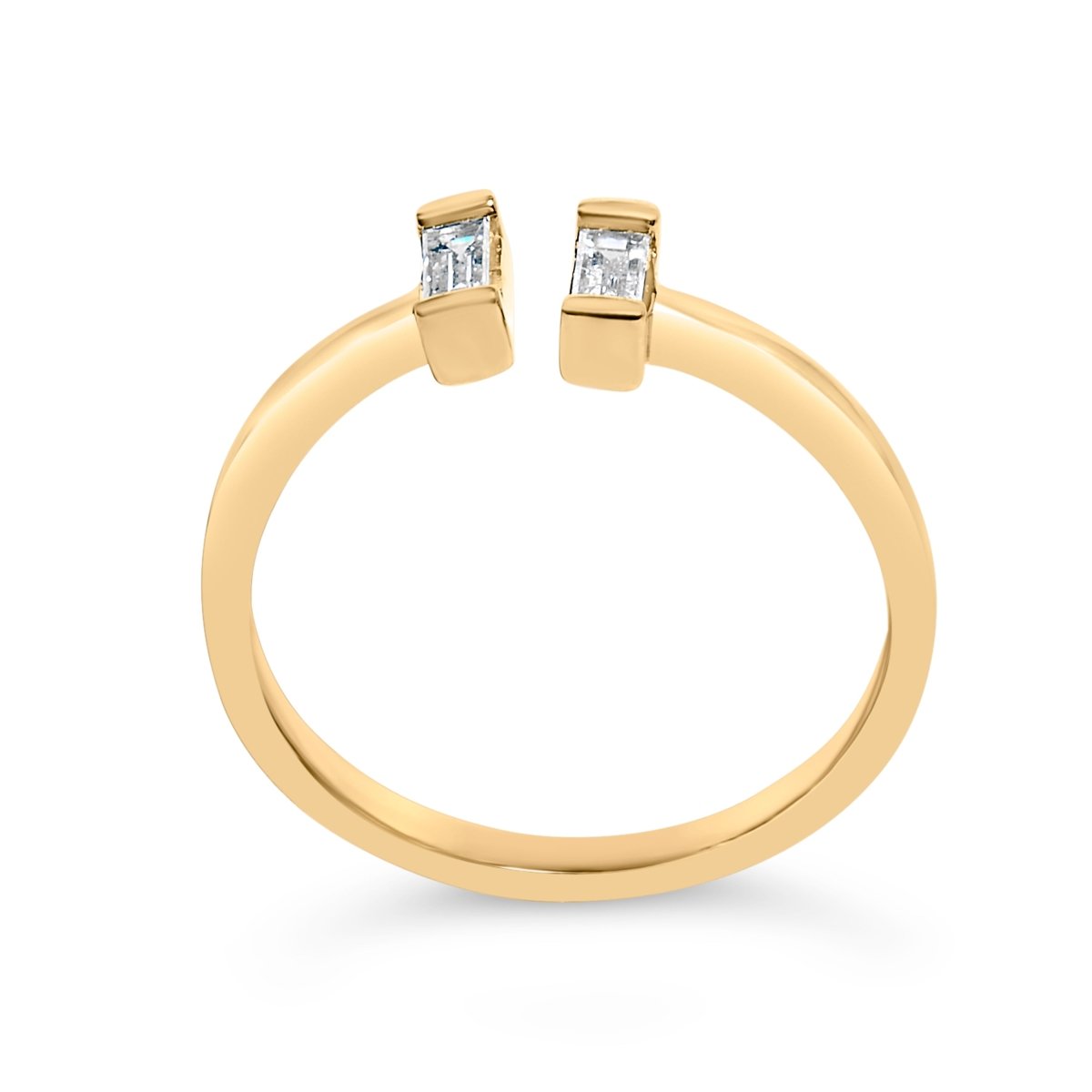 14K Yellow Gold Plated Sterling Silver 1/5 Cttw Baguette Diamond Open Band Ring - Rings - Custom Crafting Alliance, LLC
