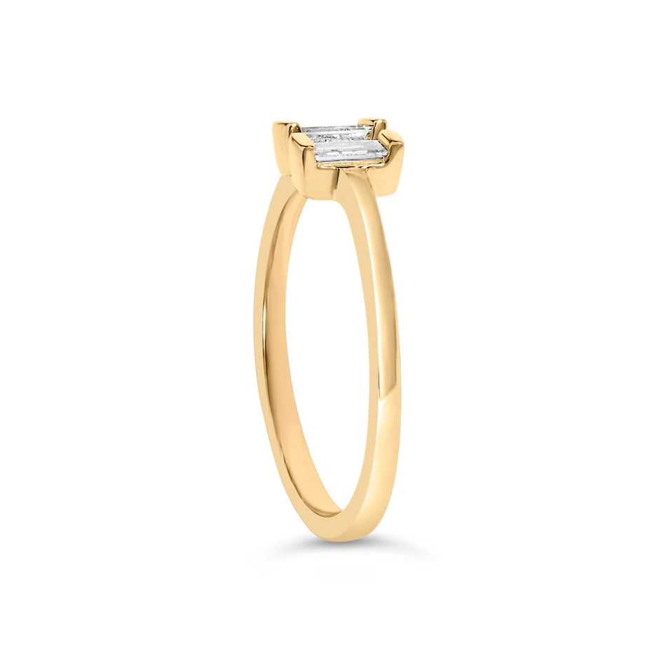 14K Yellow Gold Plated Sterling Silver 1/5 Cttw Baguette Diamond Open Band Ring - Rings - Custom Crafting Alliance, LLC