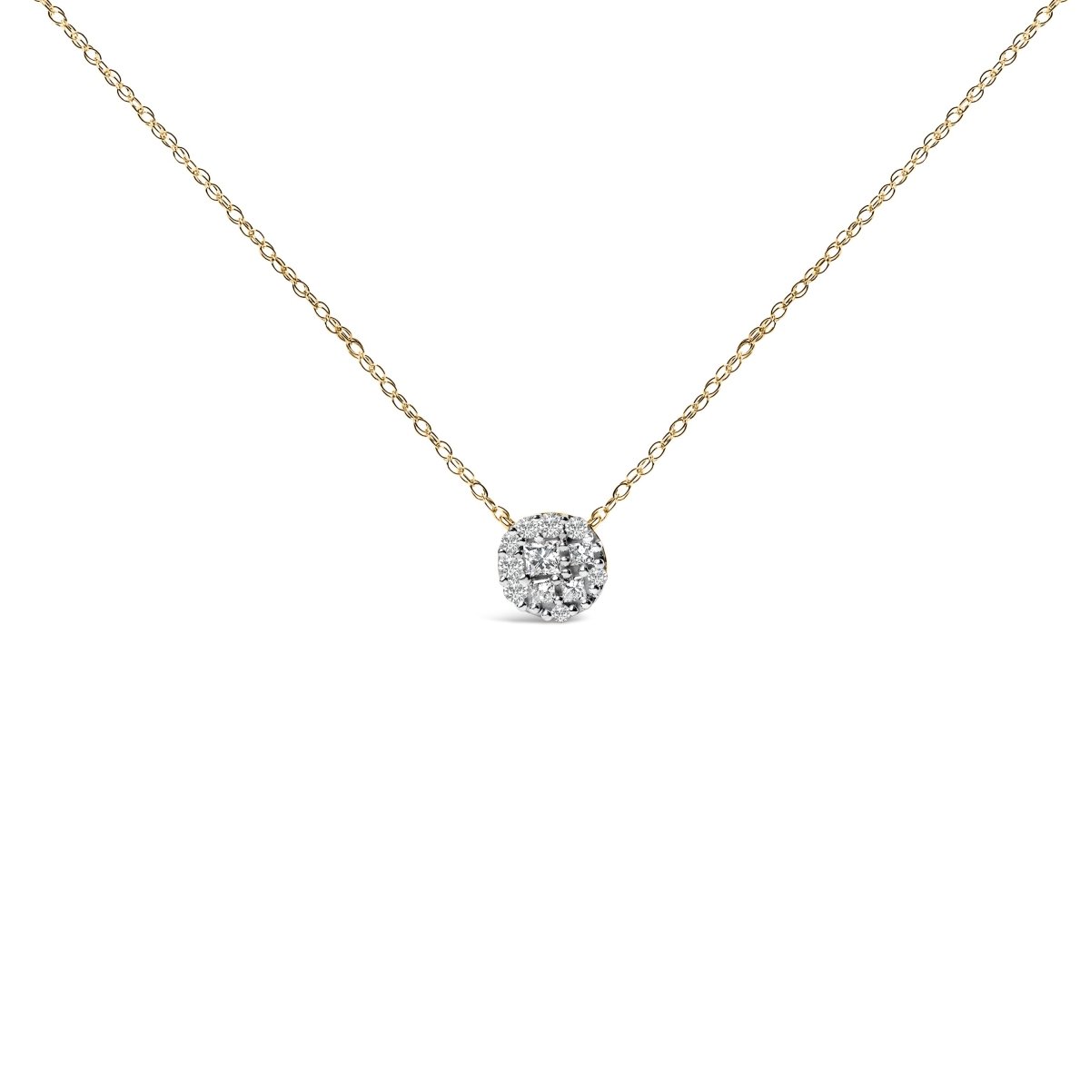 14K Yellow Gold Plated Sterling Silver 3/8 Cttw Diamond Cluster Pendant Necklace - Necklaces - Custom Crafting Alliance, LLC