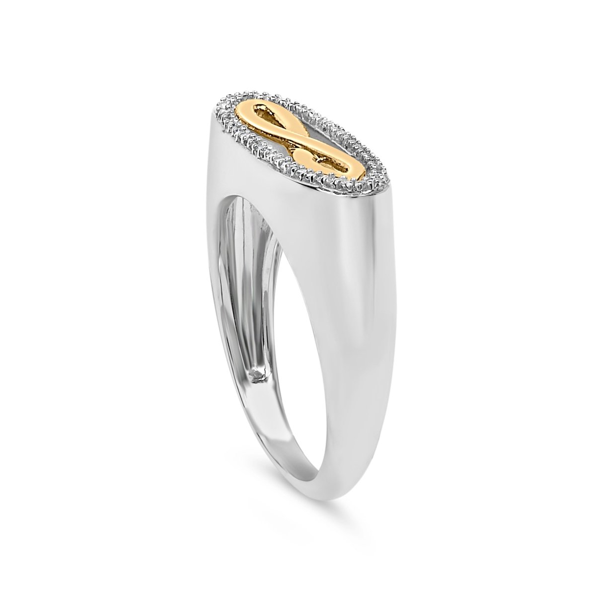 14K Yellow Gold Plated Sterling Silver Diamond Accent Infinity Ring - Rings - Custom Crafting Alliance, LLC