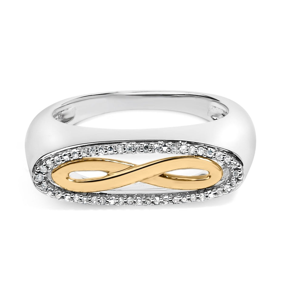 14K Yellow Gold Plated Sterling Silver Diamond Accent Infinity Ring - Rings - Custom Crafting Alliance, LLC