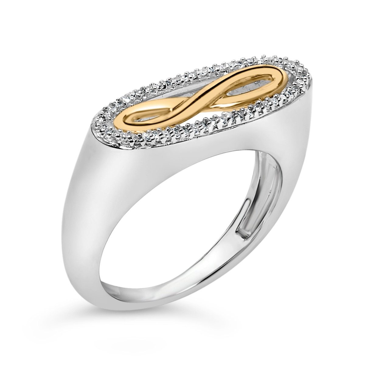 14K Yellow Gold Plated Sterling Silver Diamond Accent Infinity Ring - Rings - Custom Crafting Alliance, LLC