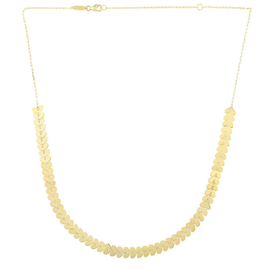 14k Yellow Gold Polished Heart Link Chain Necklace - Necklaces - Custom Crafting Alliance, LLC