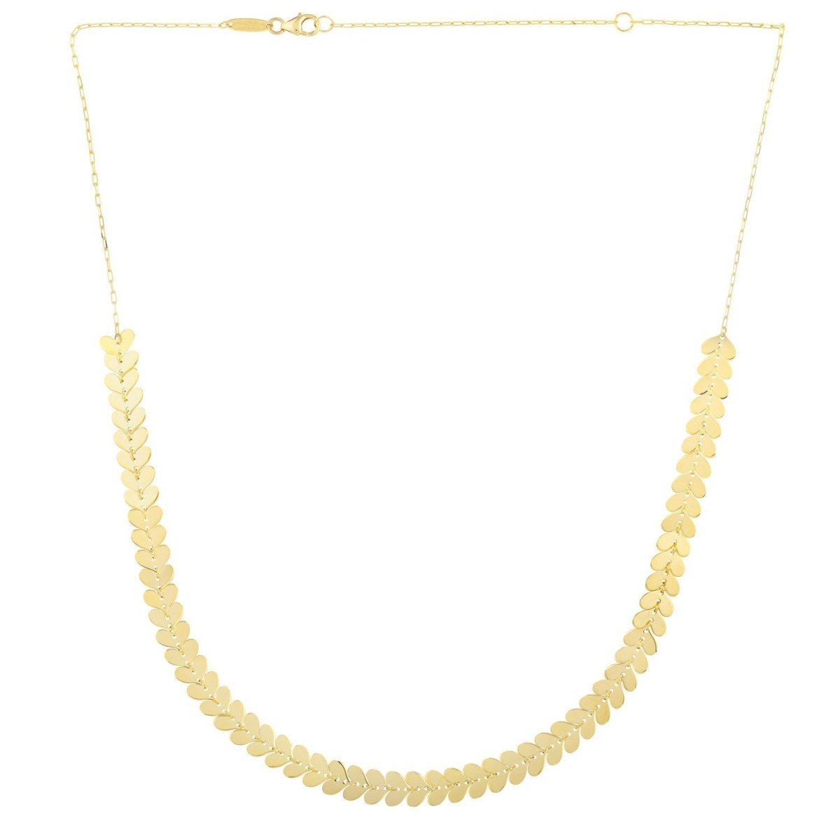 14k Yellow Gold Polished Heart Link Chain Necklace - Necklaces - Custom Crafting Alliance, LLC