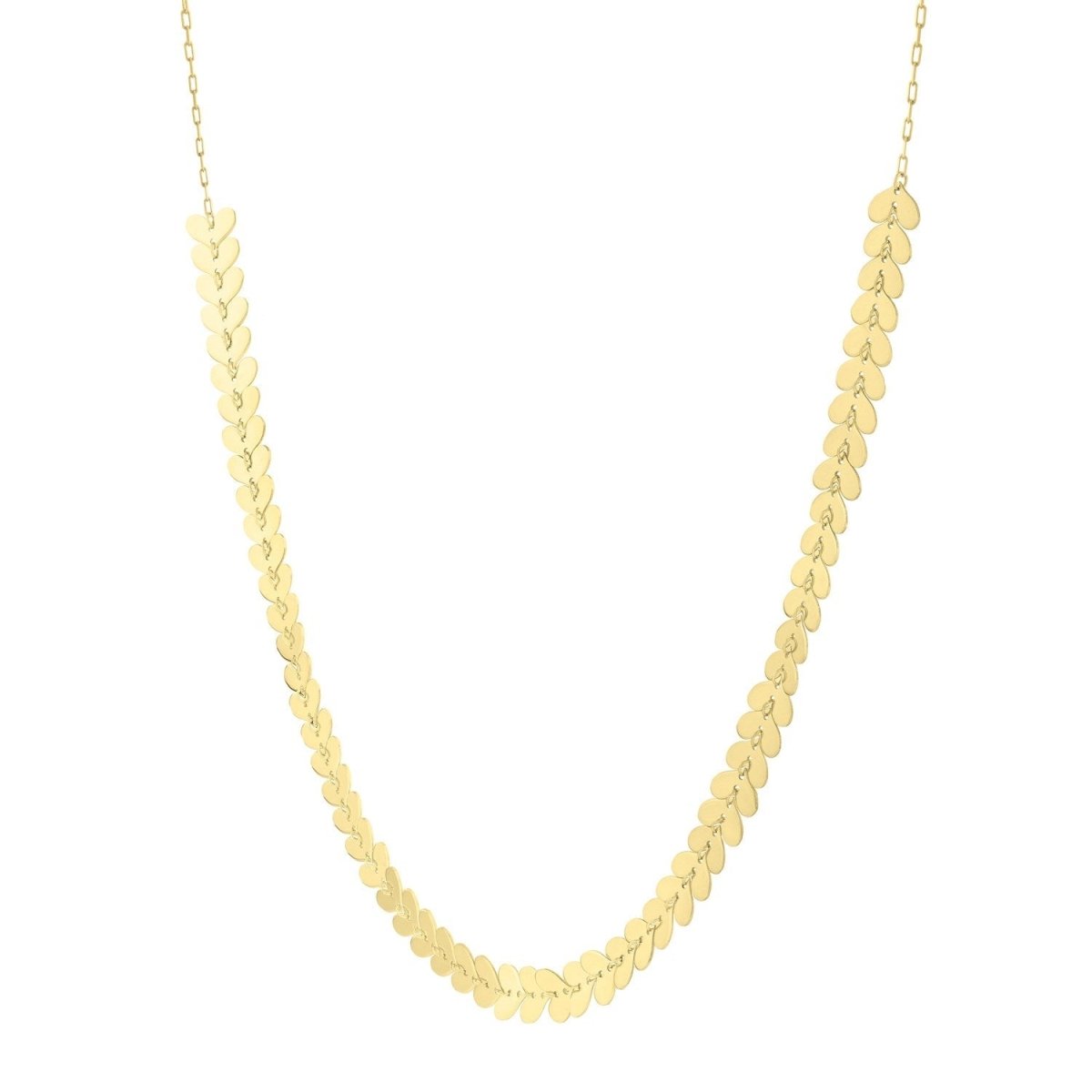 14k Yellow Gold Polished Heart Link Chain Necklace - Necklaces - Custom Crafting Alliance, LLC