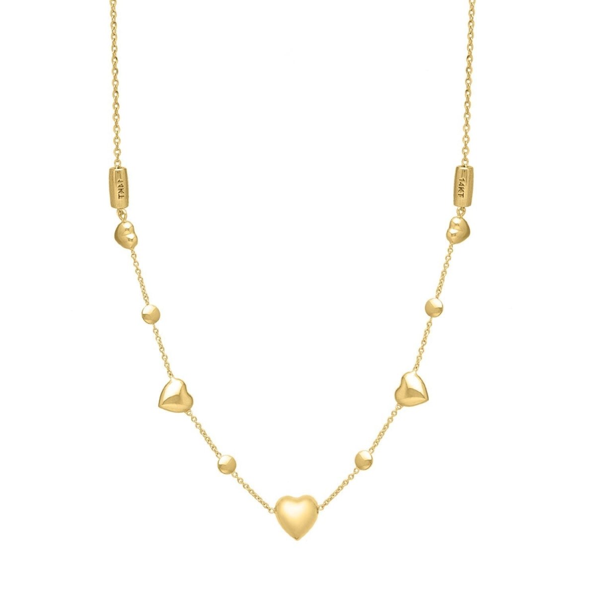 14k Yellow Gold Puff Heart Adjustable Necklace - Necklaces - Custom Crafting Alliance, LLC