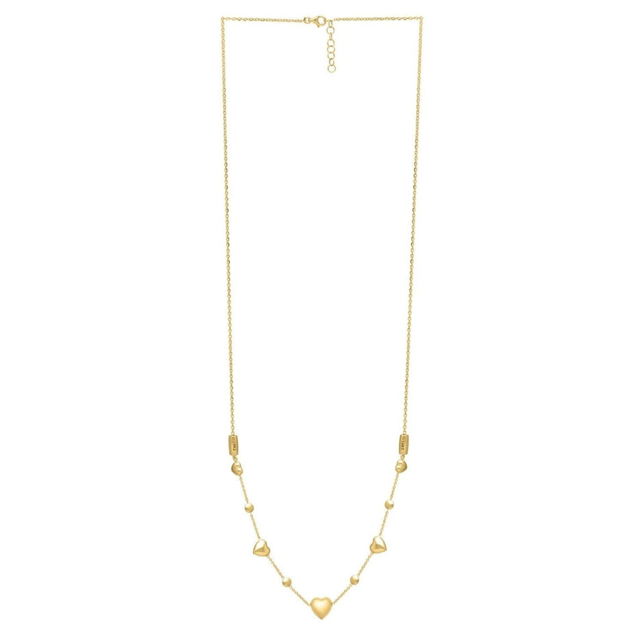 14k Yellow Gold Puff Heart Adjustable Necklace - Necklaces - Custom Crafting Alliance, LLC