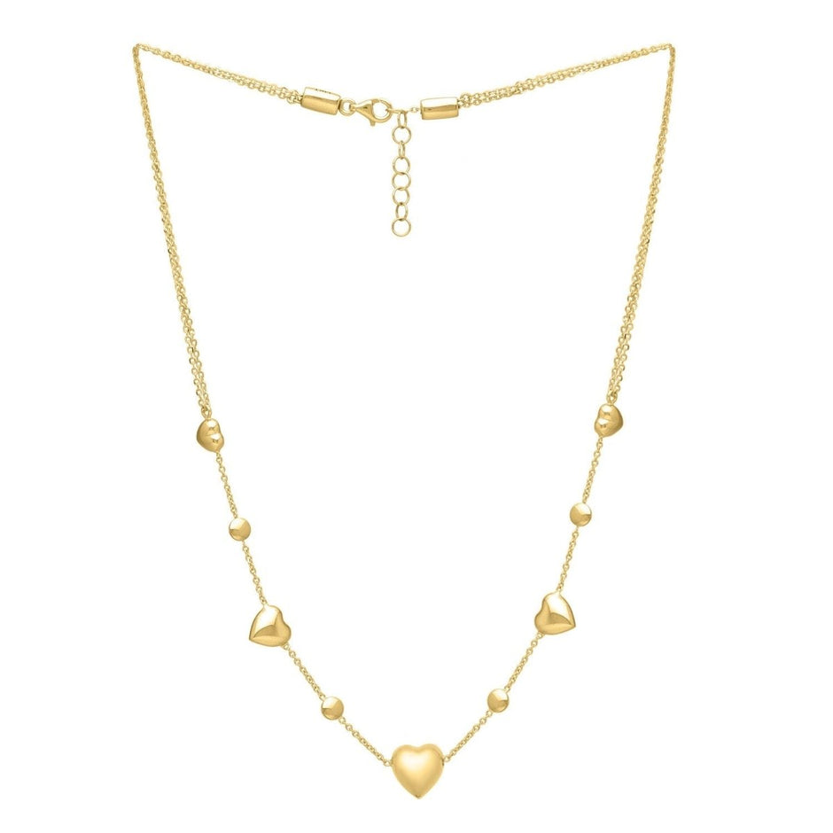 14k Yellow Gold Puff Heart Adjustable Necklace - Necklaces - Custom Crafting Alliance, LLC
