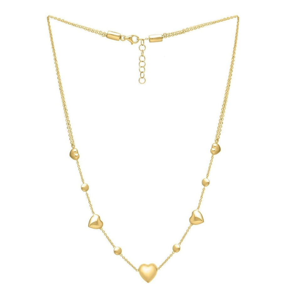 14k Yellow Gold Puff Heart Adjustable Necklace - Necklaces - Custom Crafting Alliance, LLC