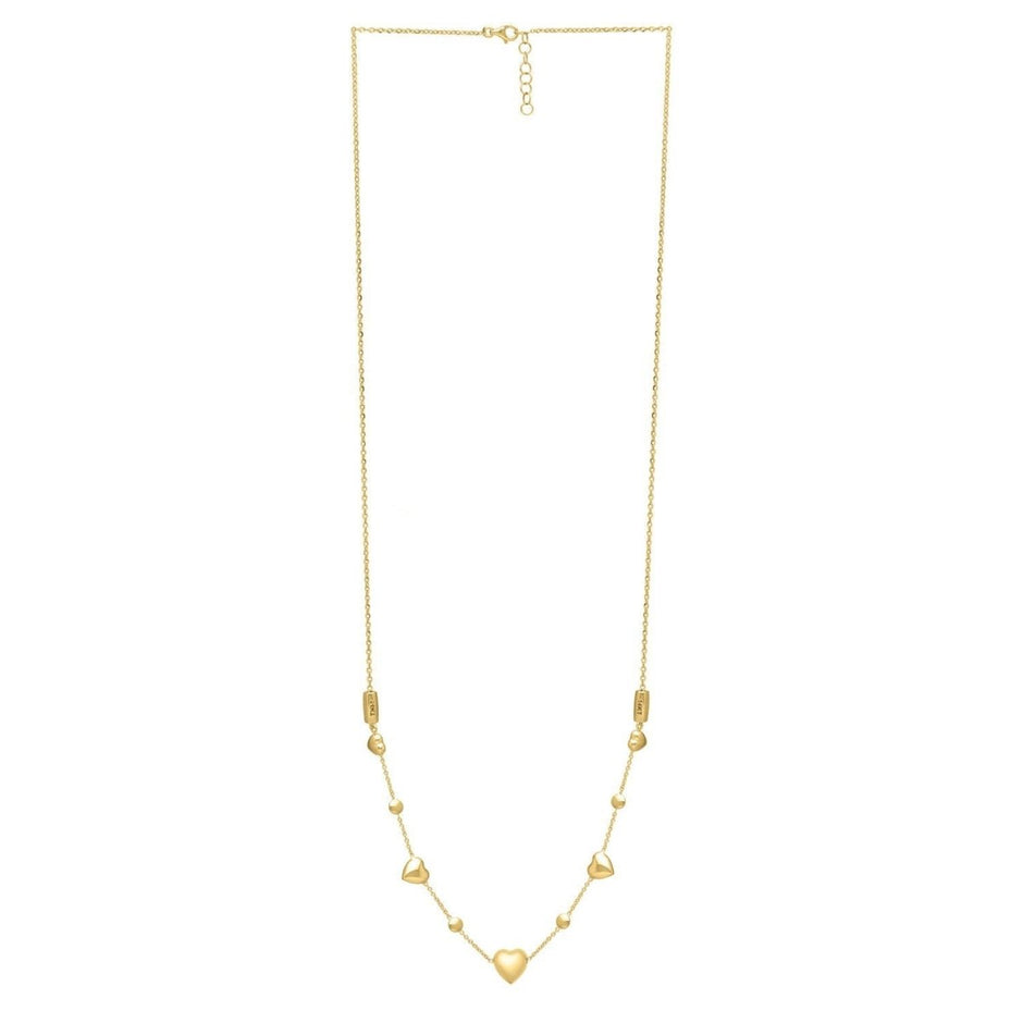 14k Yellow Gold Puff Heart Adjustable Necklace - Necklaces - Custom Crafting Alliance, LLC