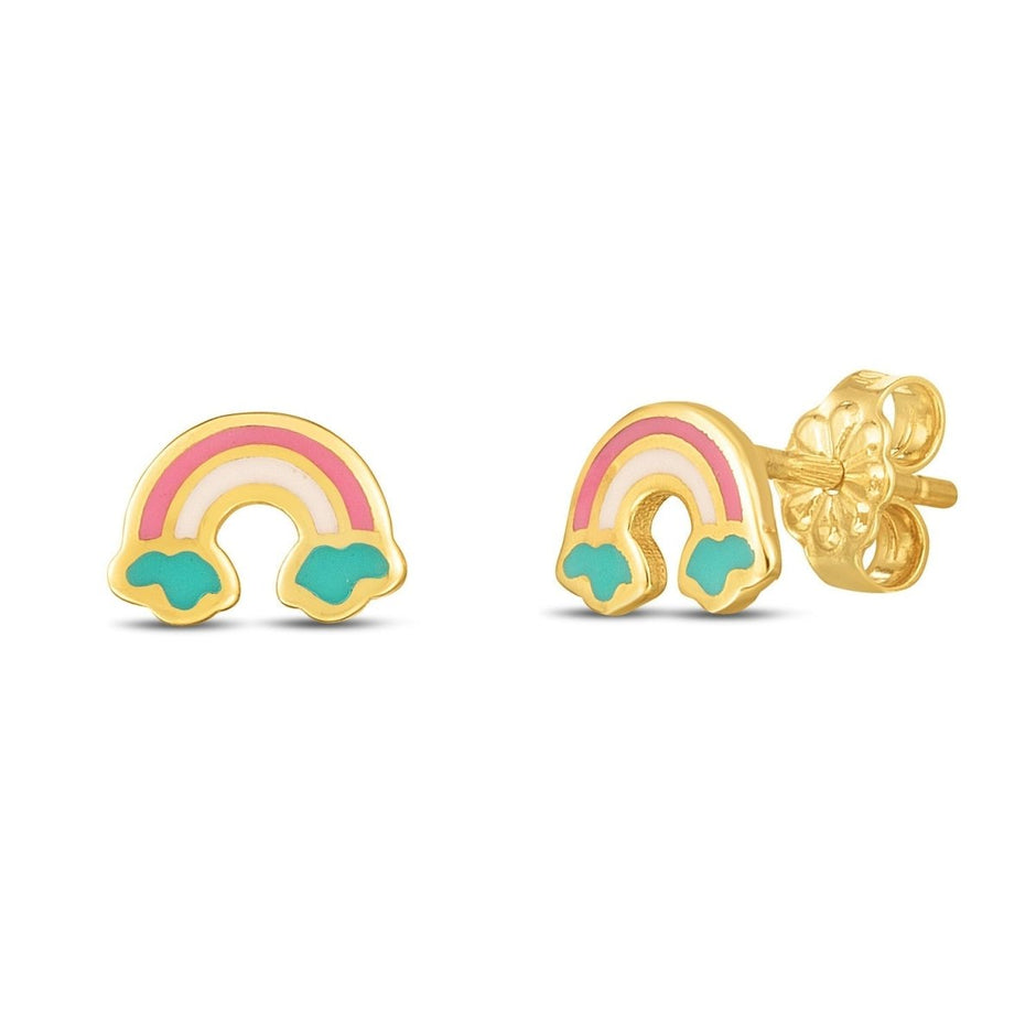 14k Yellow Gold Rainbow Studs - Earrings - Custom Crafting Alliance, LLC
