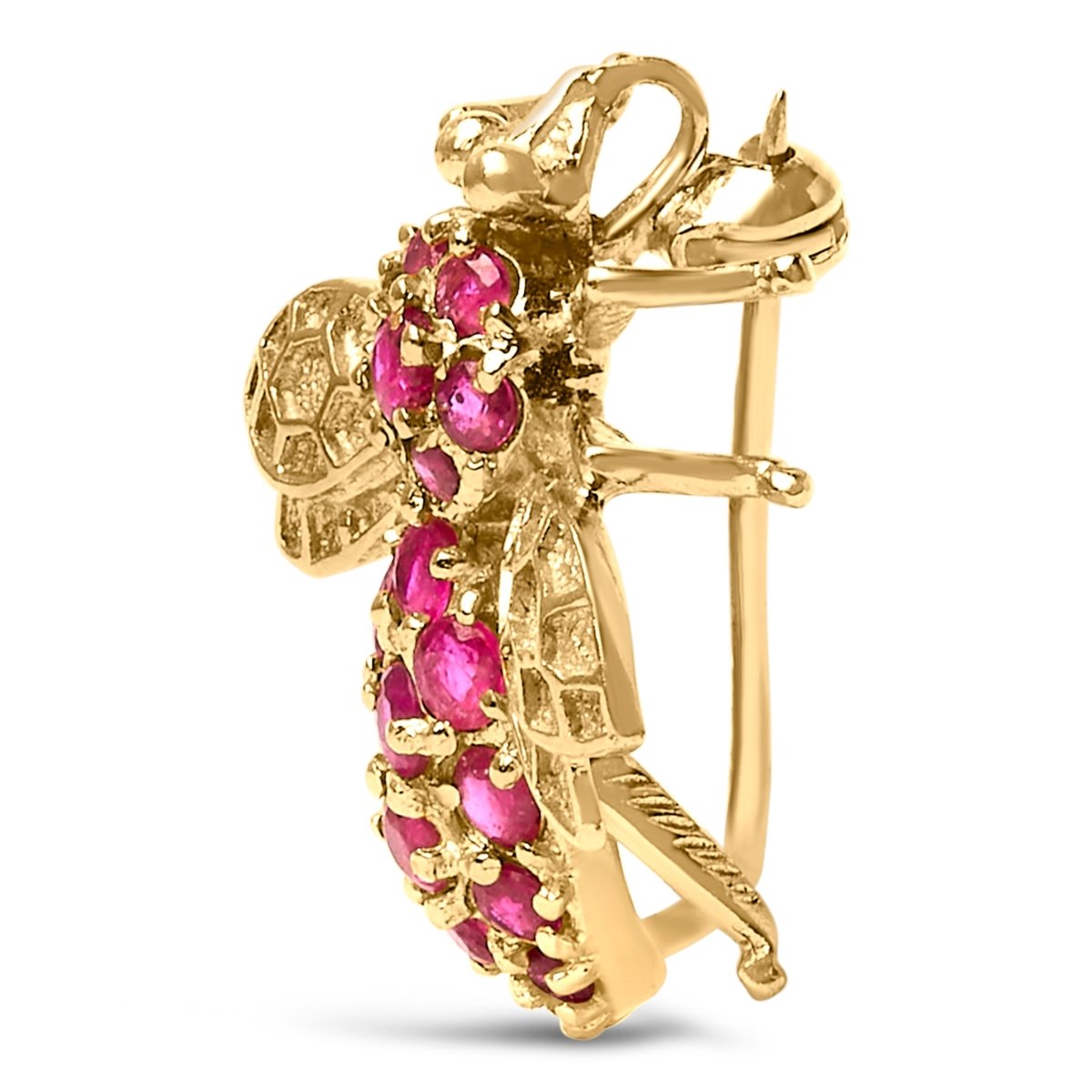 14K Yellow Gold Red Ruby Bee Brooch Pin - Accessories - Custom Crafting Alliance, LLC