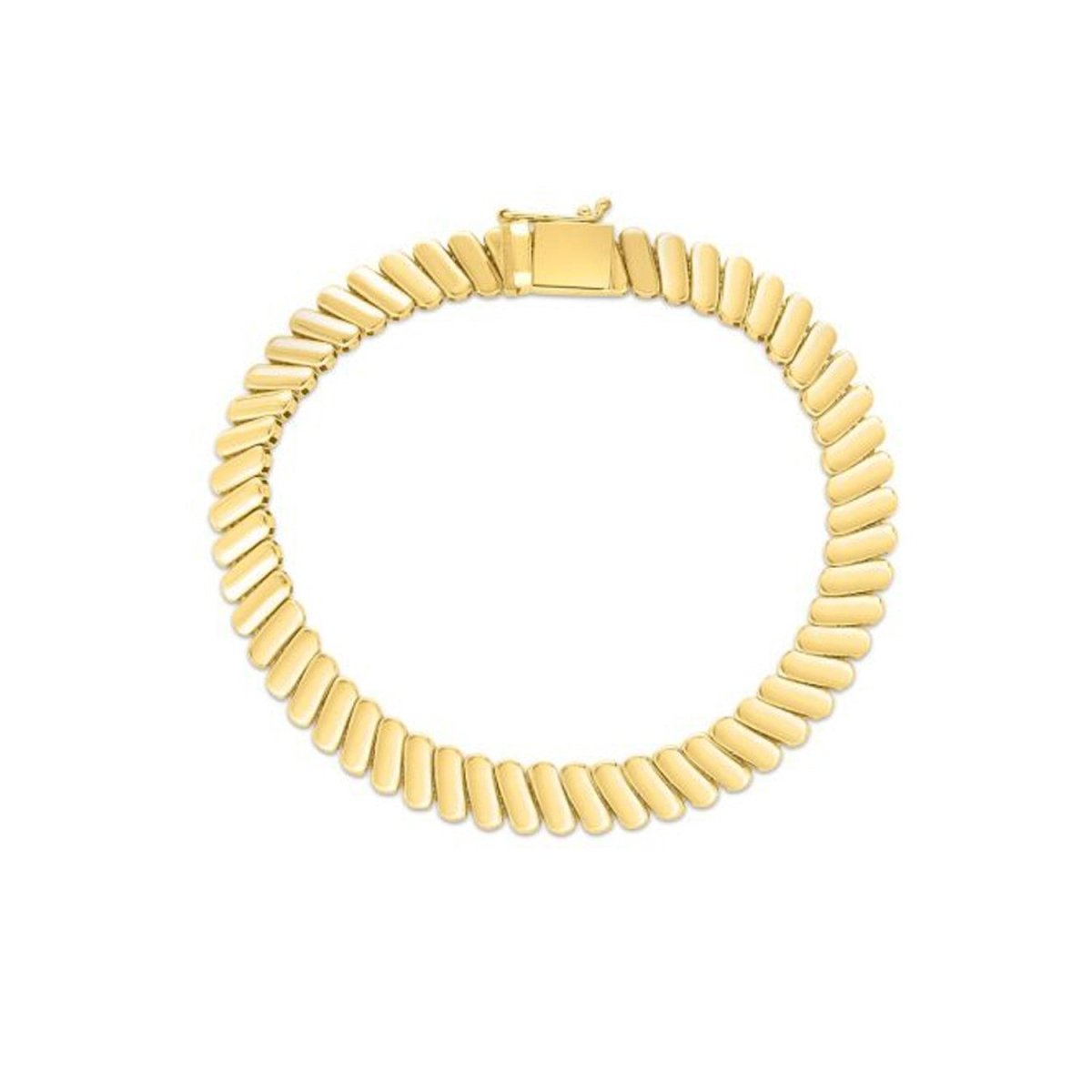14k Yellow Gold Rib Link Bracelet (7.00 mm) - Bracelets - Custom Crafting Alliance, LLC