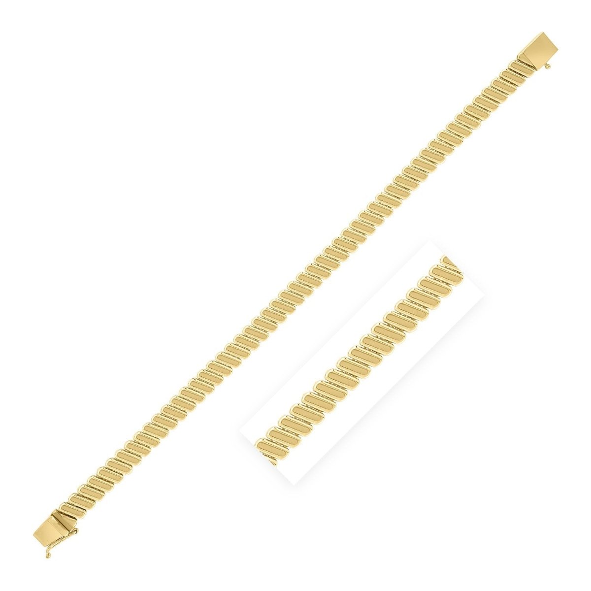 14k Yellow Gold Rib Link Bracelet (7.00 mm) - Bracelets - Custom Crafting Alliance, LLC