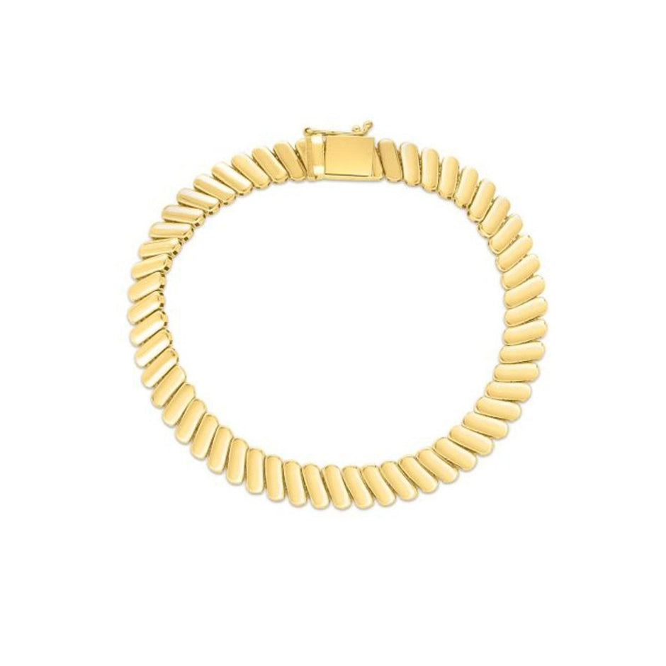 14k Yellow Gold Rib Link Bracelet (7.00 mm) - Bracelets - Custom Crafting Alliance, LLC