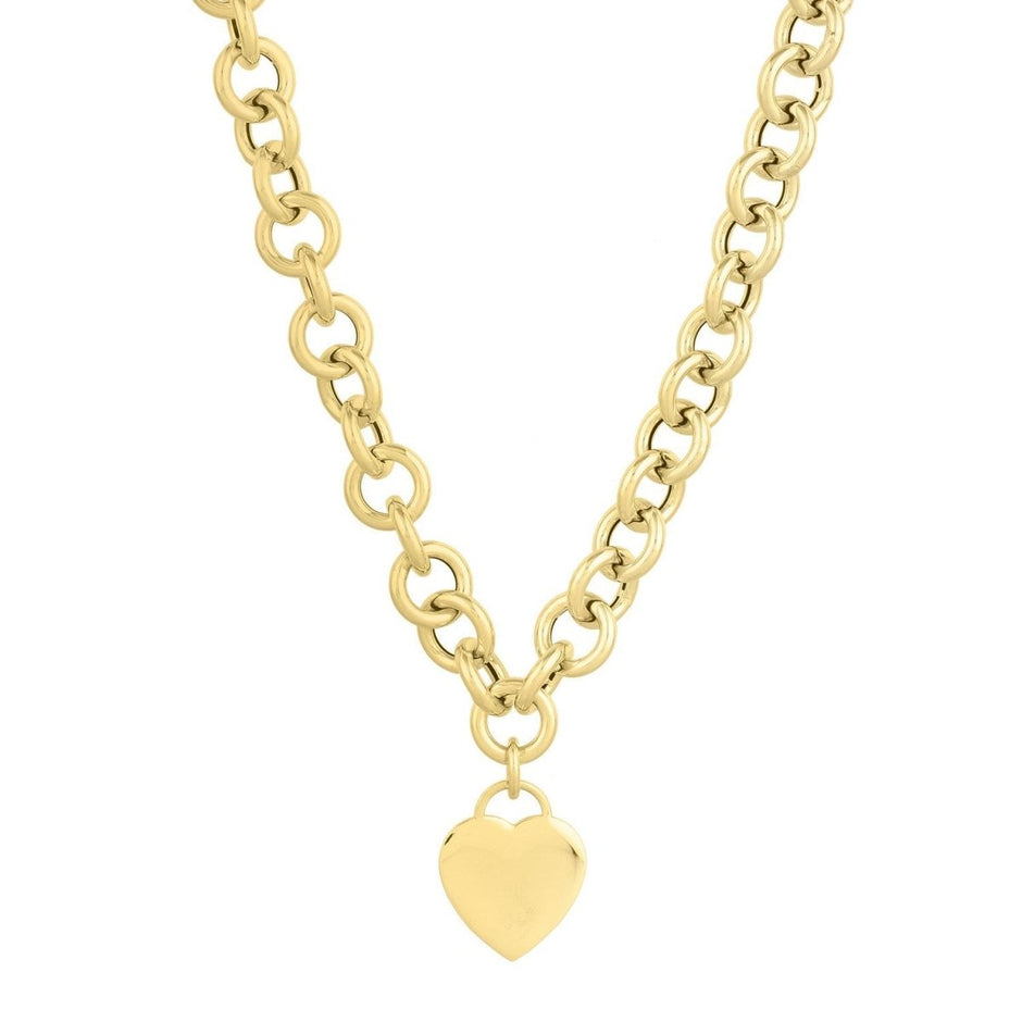 14k Yellow Gold Rolo Link Necklace (11.40 mm) - Necklaces - Custom Crafting Alliance, LLC