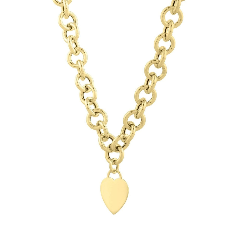 14k Yellow Gold Rolo Link Necklace (11.40 mm) - Necklaces - Custom Crafting Alliance, LLC