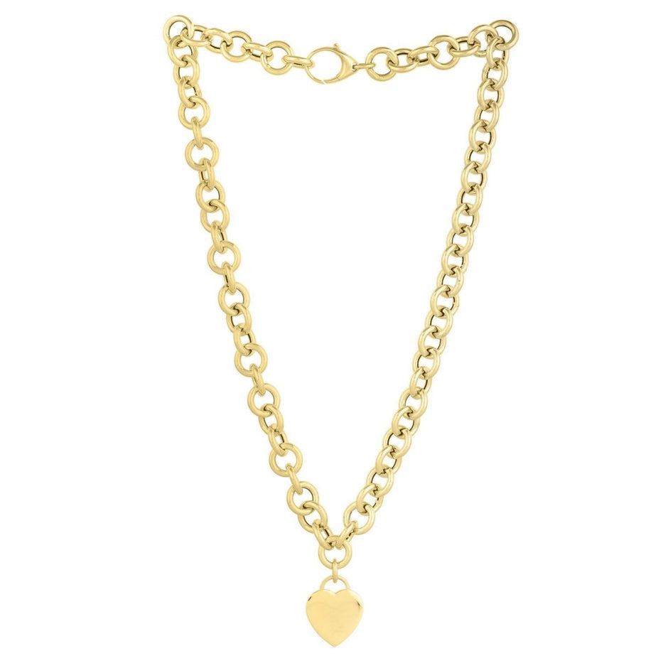 14k Yellow Gold Rolo Link Necklace (11.40 mm) - Necklaces - Custom Crafting Alliance, LLC