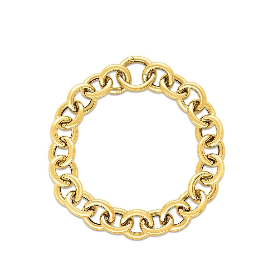 14k Yellow Gold Round Link Bracelet (11.60 mm) - Bracelets - Custom Crafting Alliance, LLC