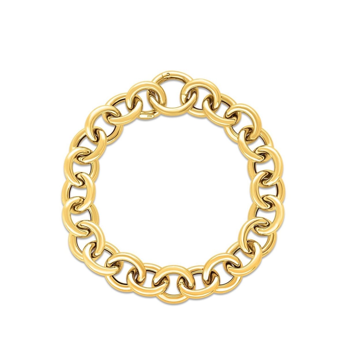 14k Yellow Gold Round Link Bracelet (11.60 mm) - Bracelets - Custom Crafting Alliance, LLC
