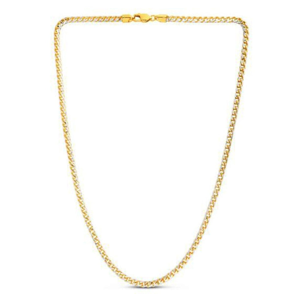 14k Yellow Gold Round Pave Franco Chain (4.00 mm) - Necklaces - Custom Crafting Alliance, LLC