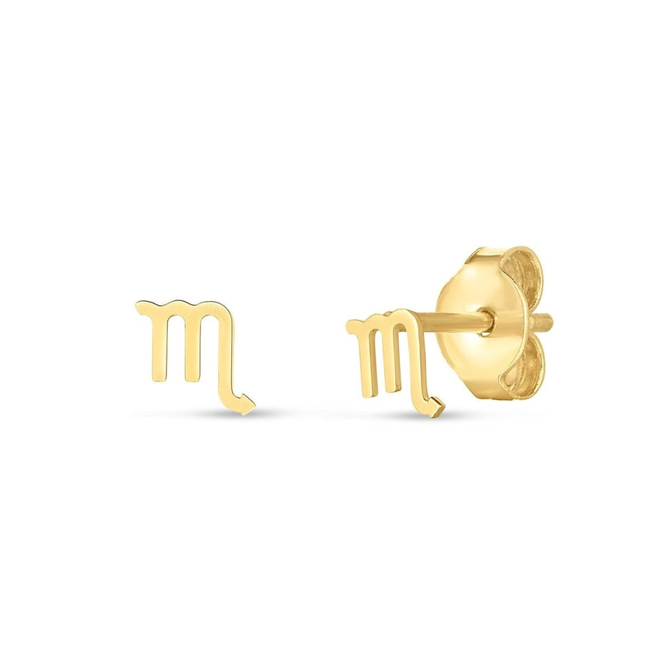 14k Yellow Gold Scorpio Stud Earrings - Earrings - Custom Crafting Alliance, LLC