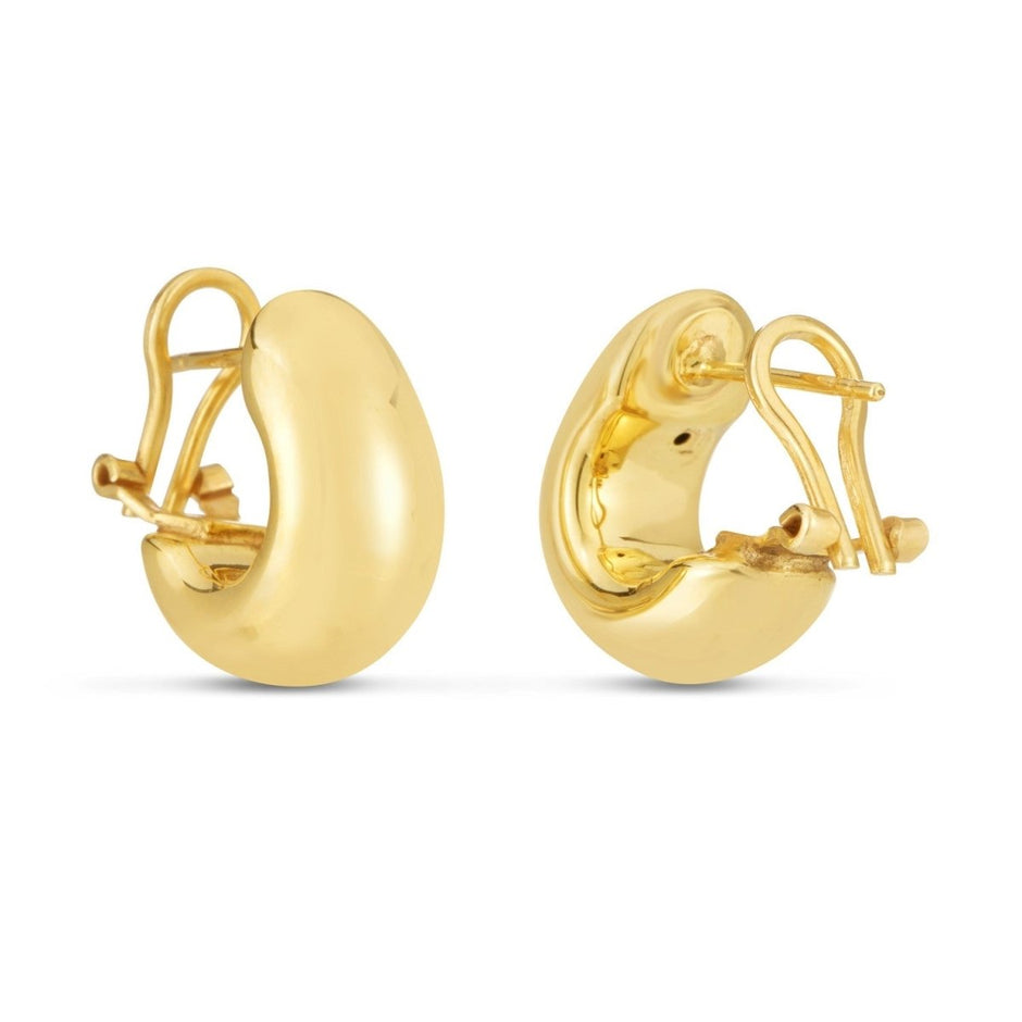 14k Yellow Gold Small Omega C Hoops - Earrings - Custom Crafting Alliance, LLC