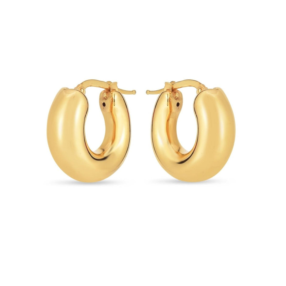 14k Yellow Gold Small Puffy Hoops - Earrings - Custom Crafting Alliance, LLC