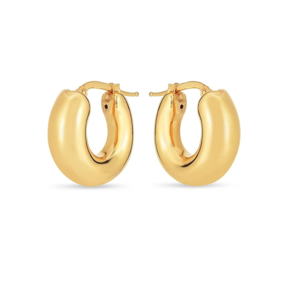 14k Yellow Gold Small Puffy Hoops - Earrings - Custom Crafting Alliance, LLC
