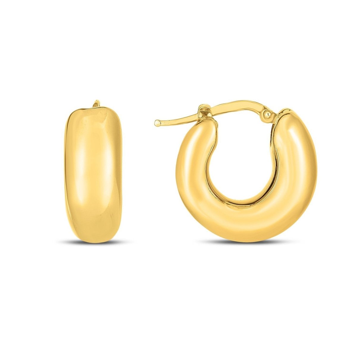 14k Yellow Gold Small Puffy Hoops - Earrings - Custom Crafting Alliance, LLC
