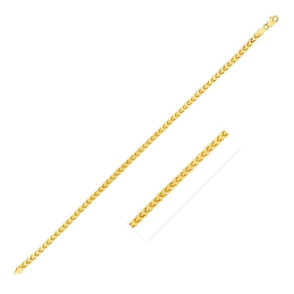 14k Yellow Gold Solid Diamond Cut Round Franco Bracelet (2.20 mm) - Bracelets - Custom Crafting Alliance, LLC