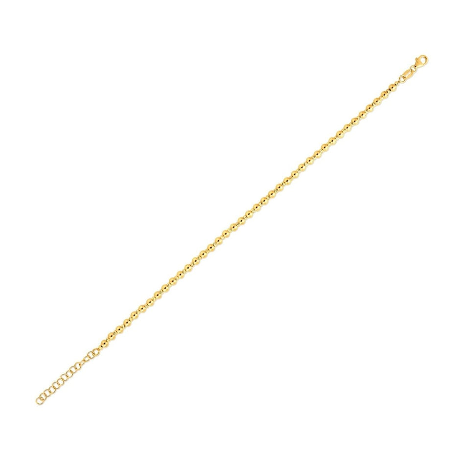 14k Yellow Gold Spaced Bead Bracelet (3.00 mm) - Bracelets - Custom Crafting Alliance, LLC