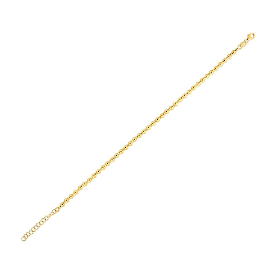 14k Yellow Gold Spaced Bead Bracelet (3.00 mm) - Bracelets - Custom Crafting Alliance, LLC