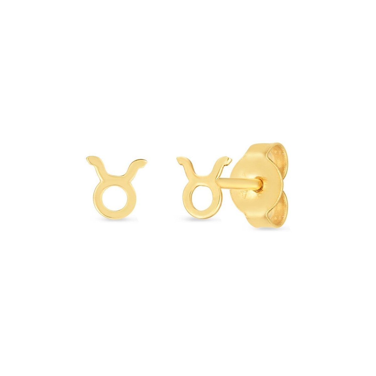 14K Yellow Gold Taurus Stud Earrings - Earrings - Custom Crafting Alliance, LLC
