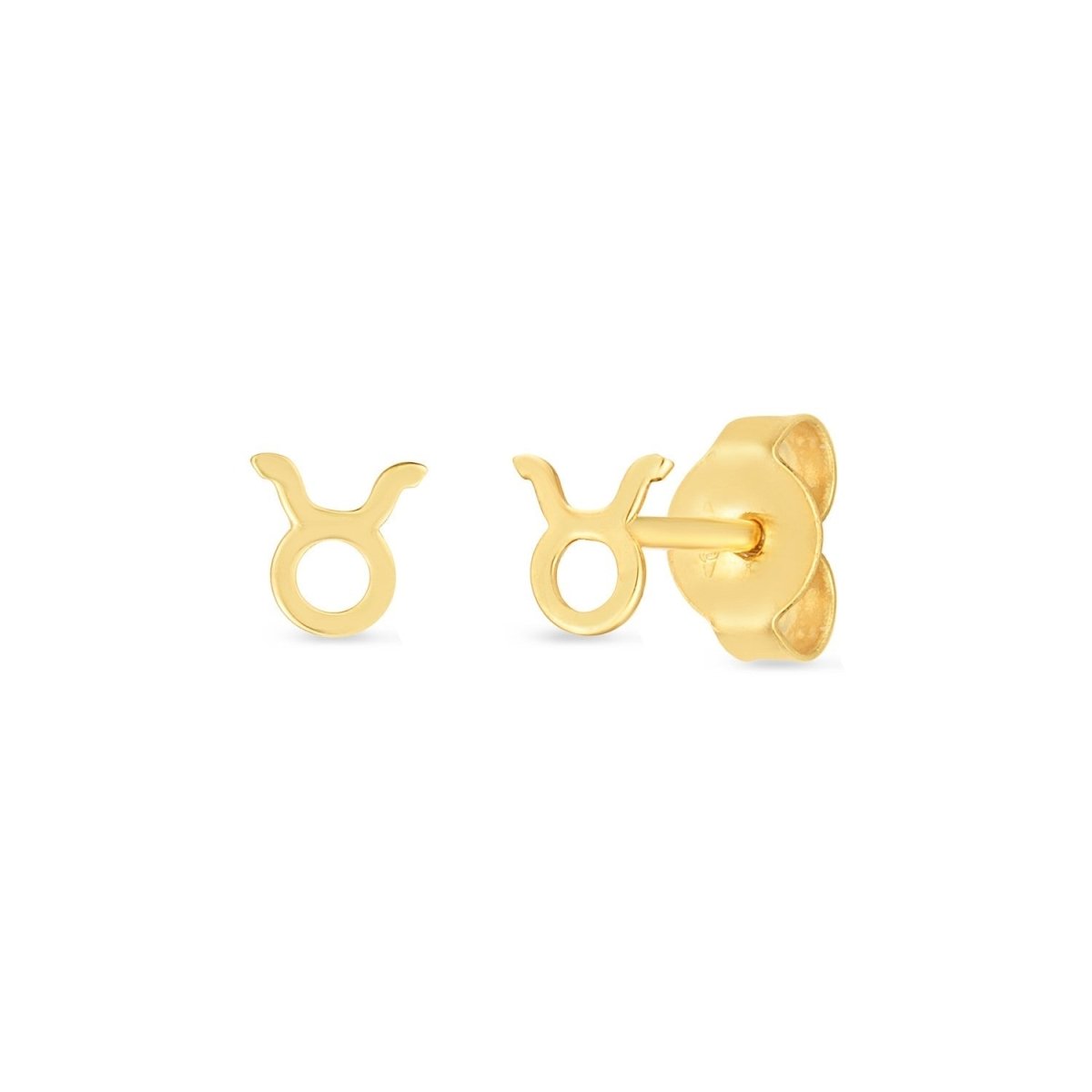 14K Yellow Gold Taurus Stud Earrings - Earrings - Custom Crafting Alliance, LLC