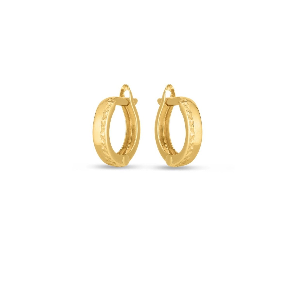 14k Yellow Gold Textured Huggie Hoops(3x10mm) - Earrings - Custom Crafting Alliance, LLC