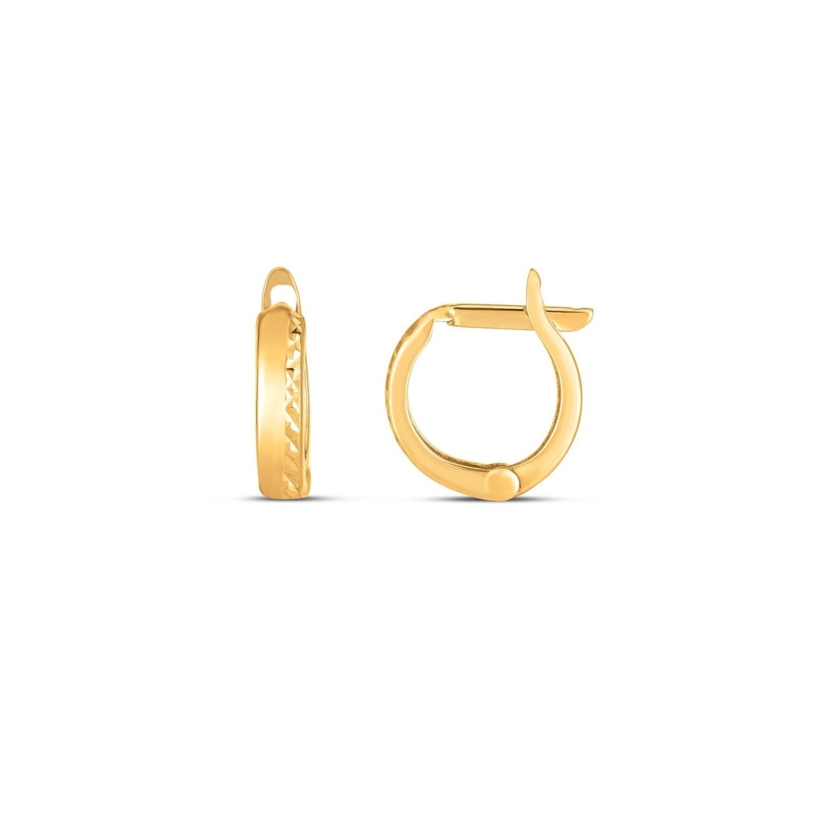 14k Yellow Gold Textured Huggie Hoops(3x10mm) - Earrings - Custom Crafting Alliance, LLC