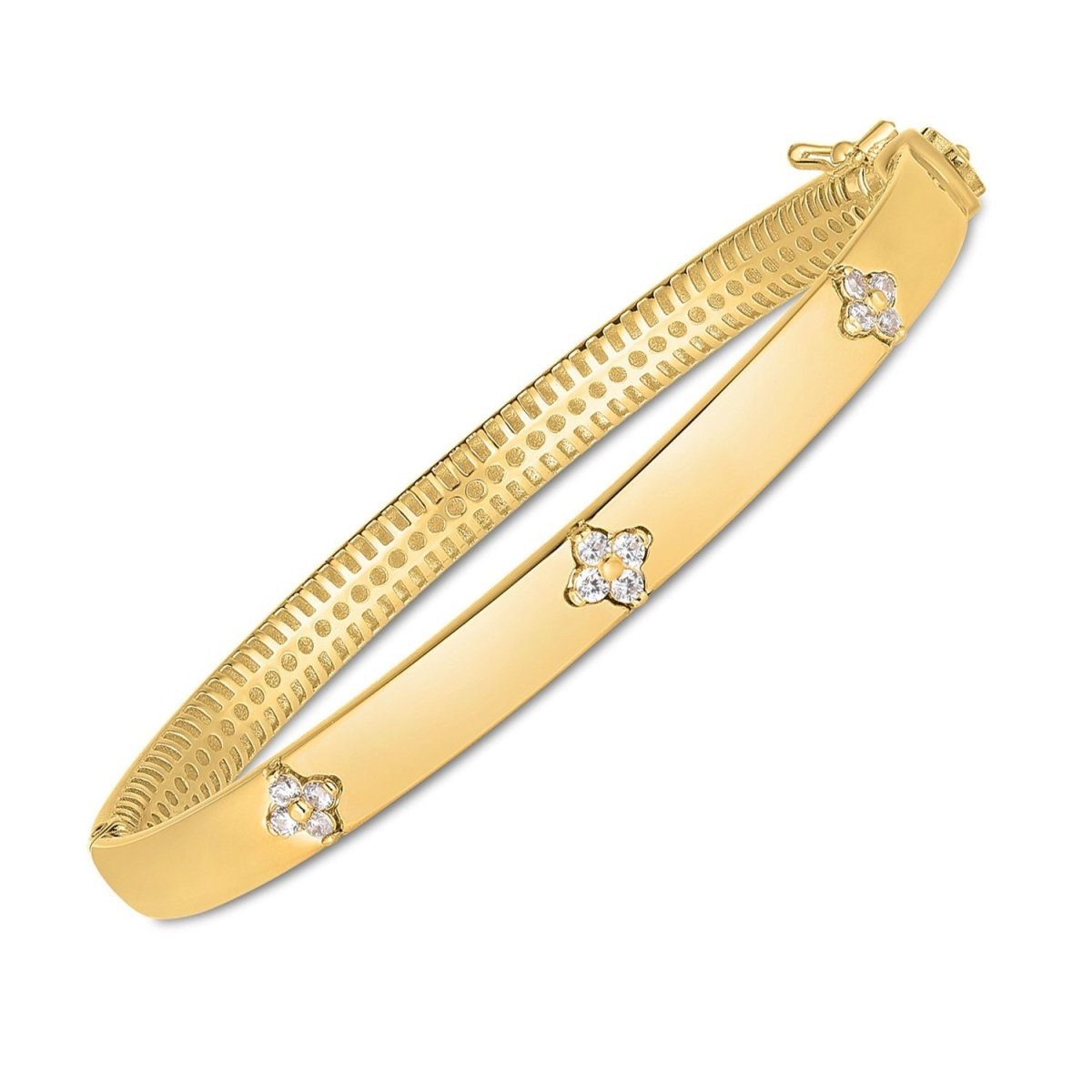 14k Yellow Gold Trilogy Diamond Bangle (5.40 mm) - Bracelets - Custom Crafting Alliance, LLC