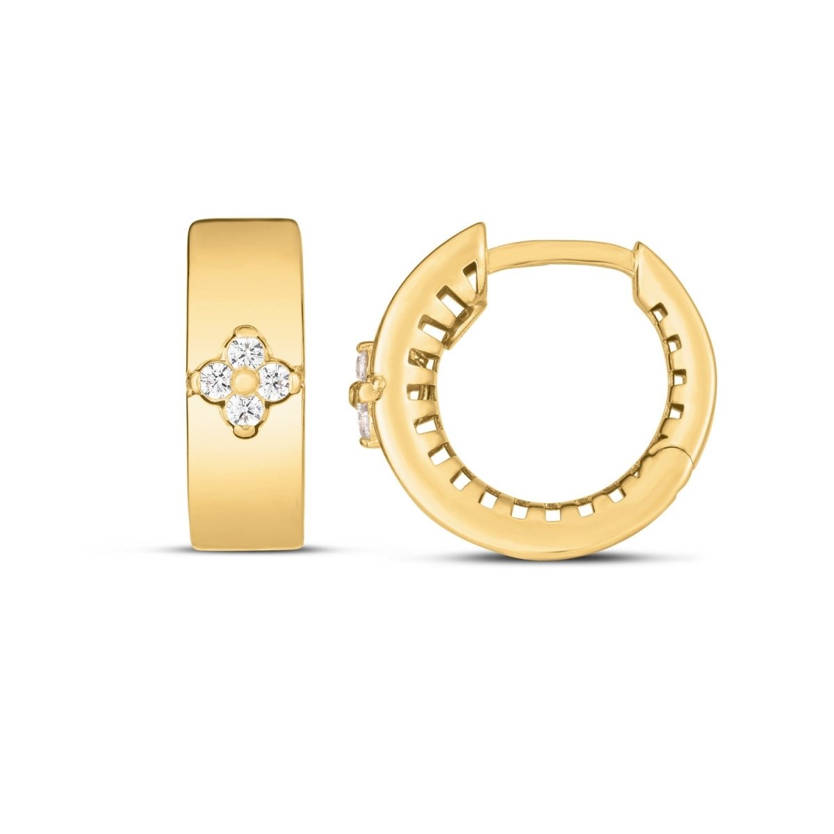 14k Yellow Gold Trilogy Diamond Clover Earrings - Earrings - Custom Crafting Alliance, LLC