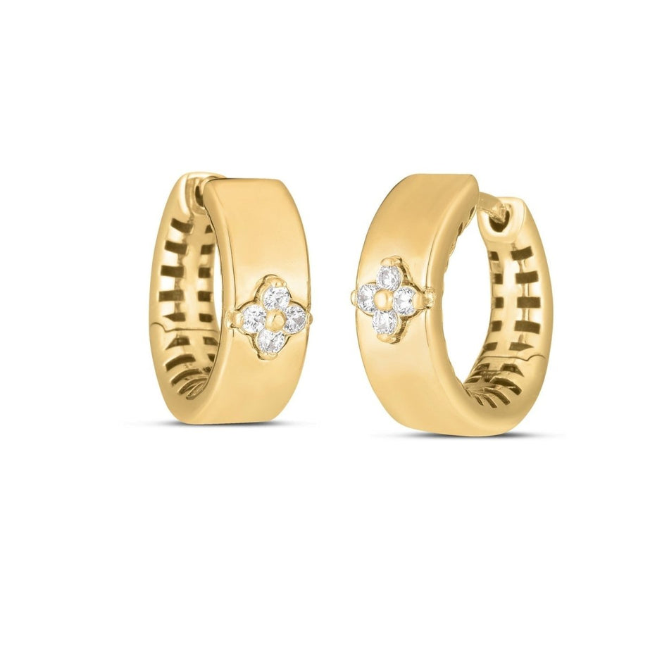 14k Yellow Gold Trilogy Diamond Clover Earrings - Earrings - Custom Crafting Alliance, LLC